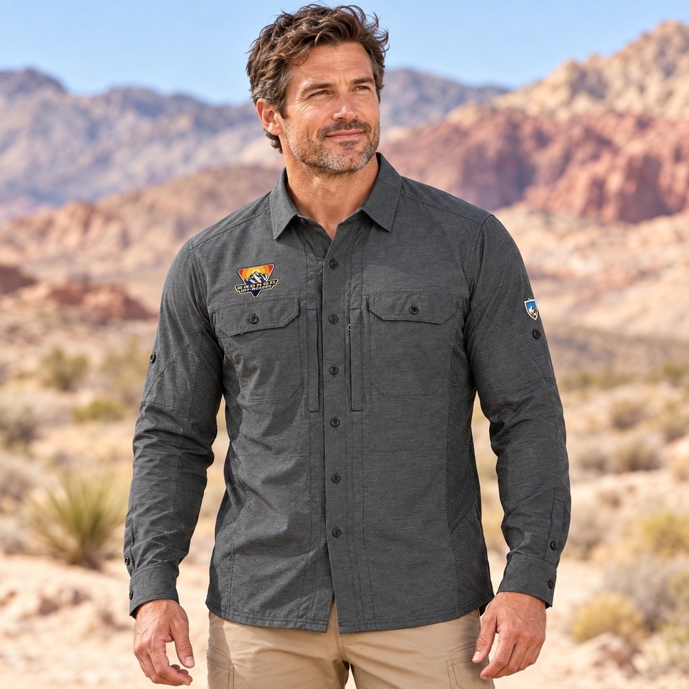 Kuhl Airspeed Shirt Men Small Gray Ford Bronco Off-Roadeo Hiking Vented